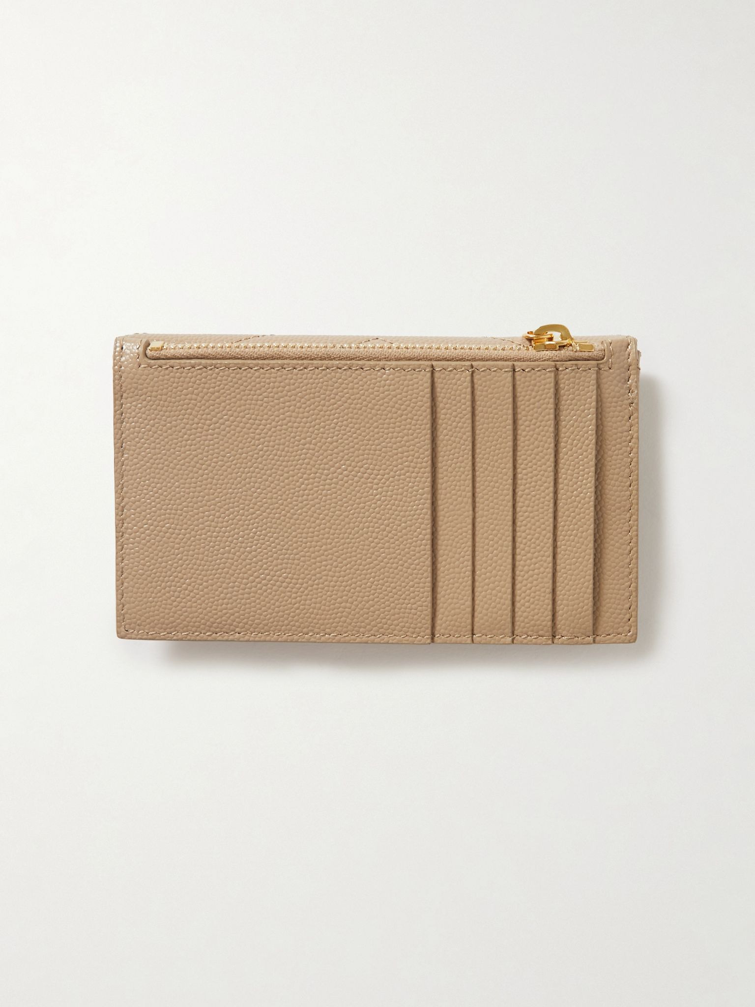 Cassandre quilted textured-leather wallet Beige - 3