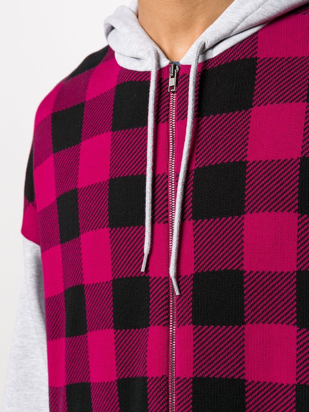 check print colour-block zipped hoodie - 5