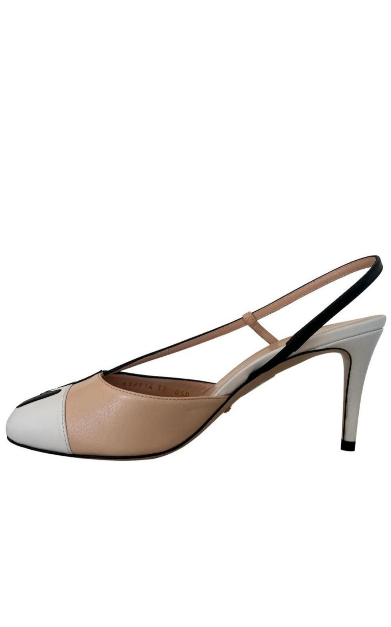 Colour-block Leather Slingback Sandals - 3