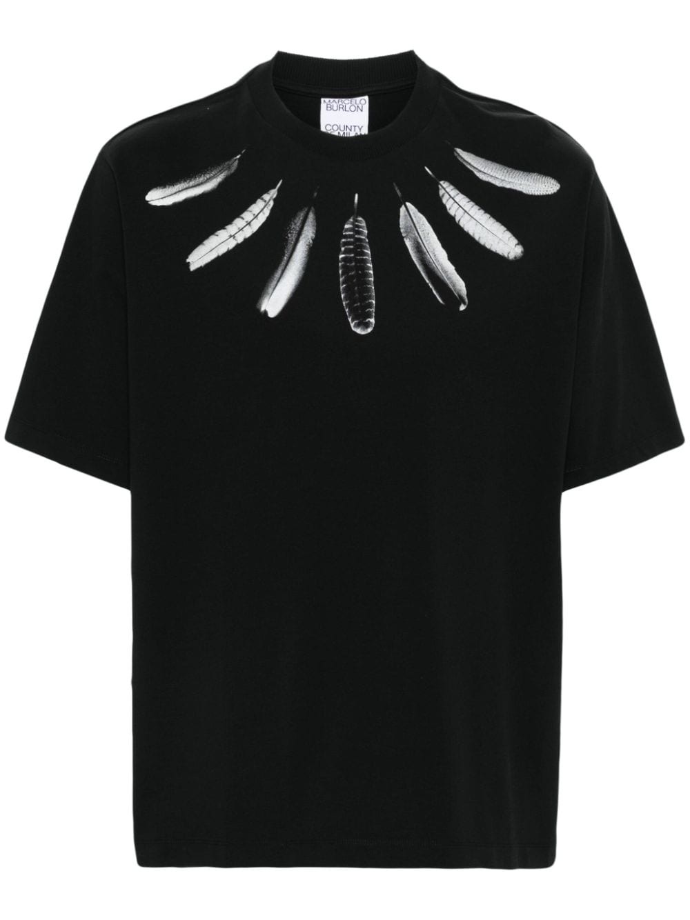 Collar Feathers cotton T-shirt - 1