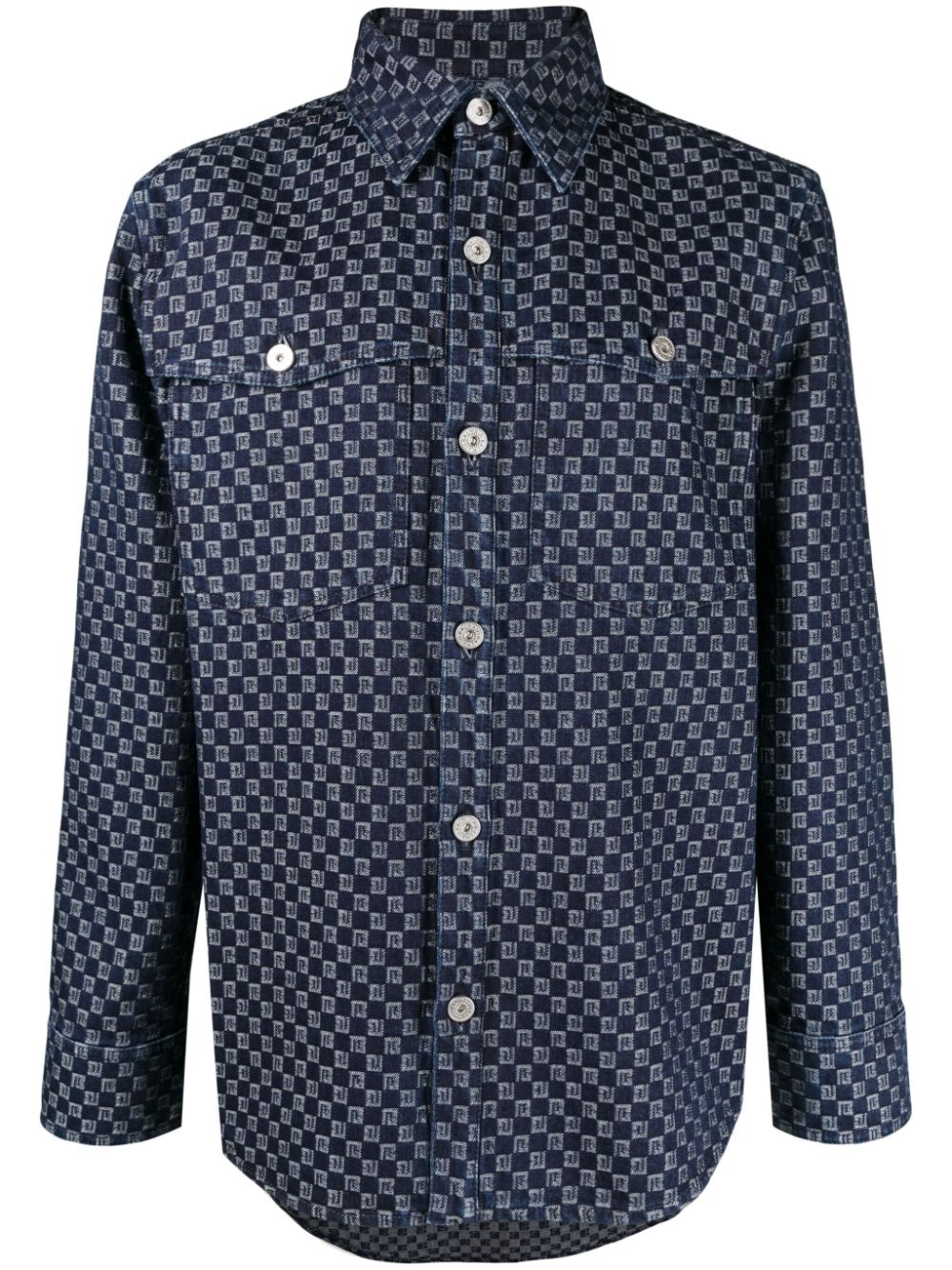 monogram-jacquard denim shirt - 1