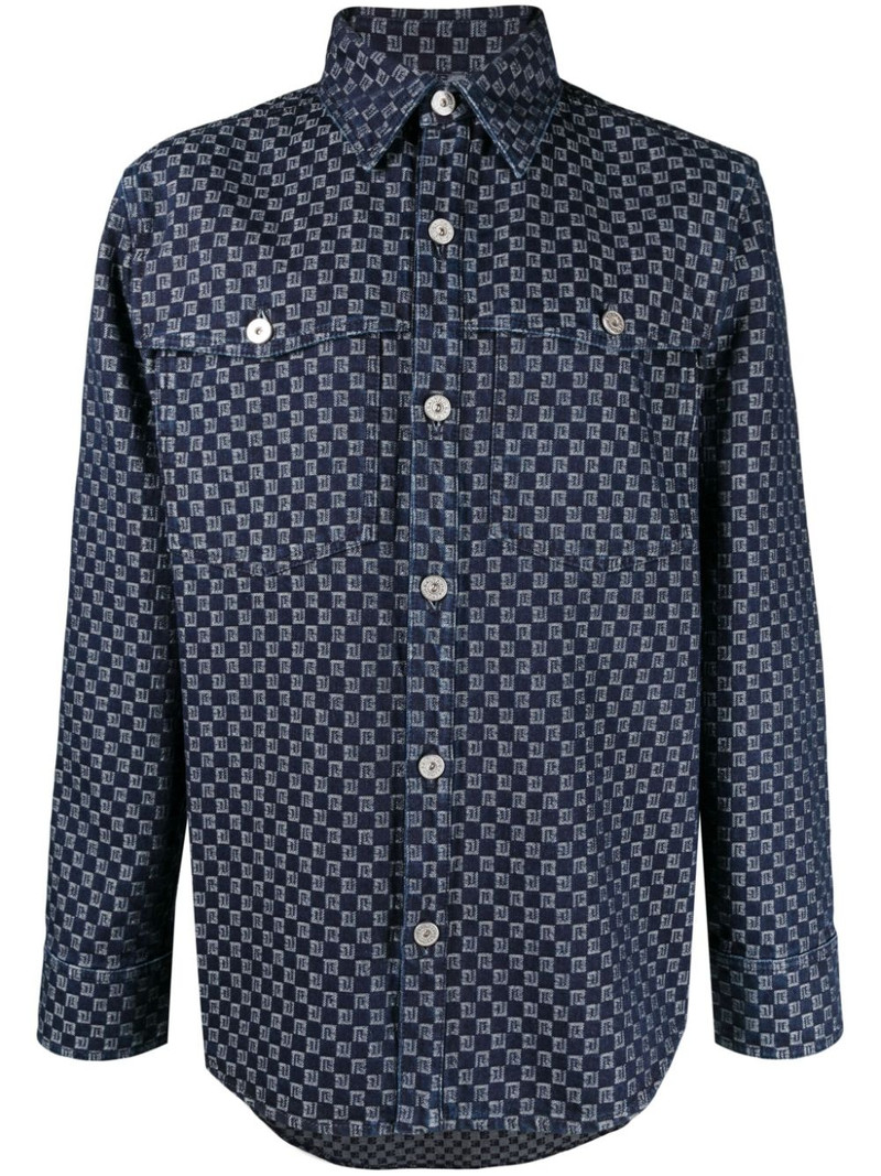 monogram-jacquard denim shirt 1