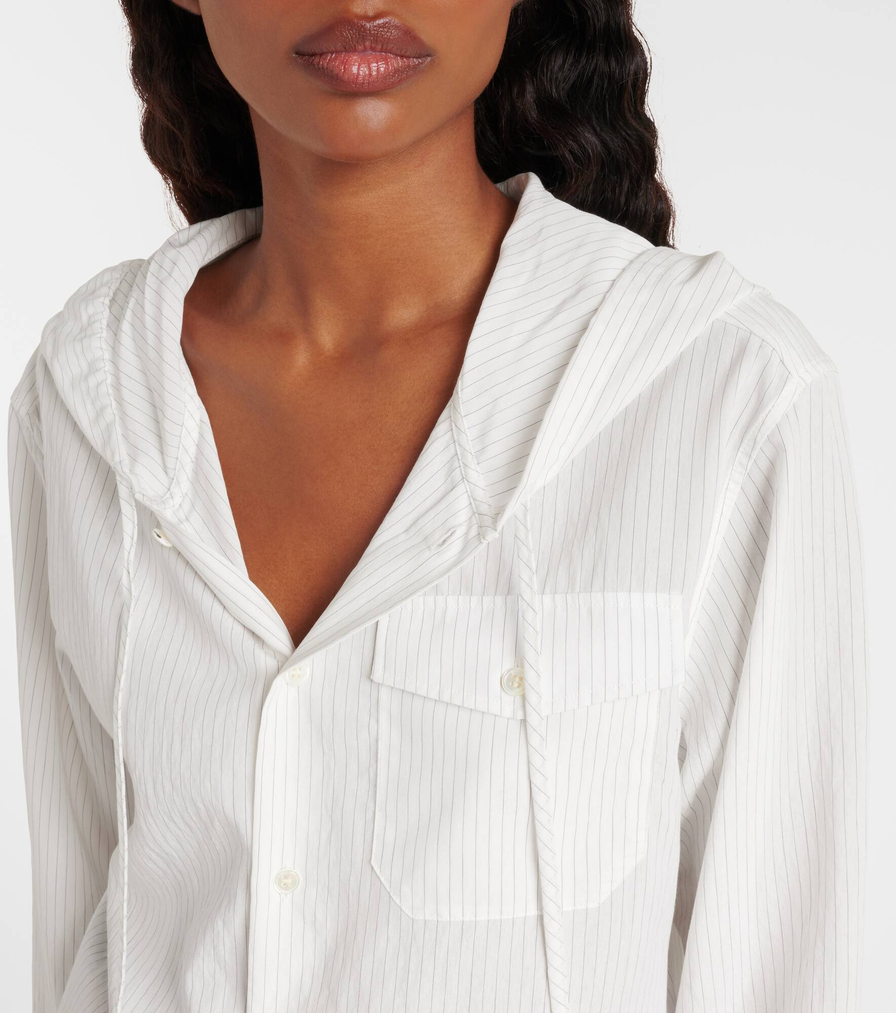 Pinstripe cropped hooded shirt - 4