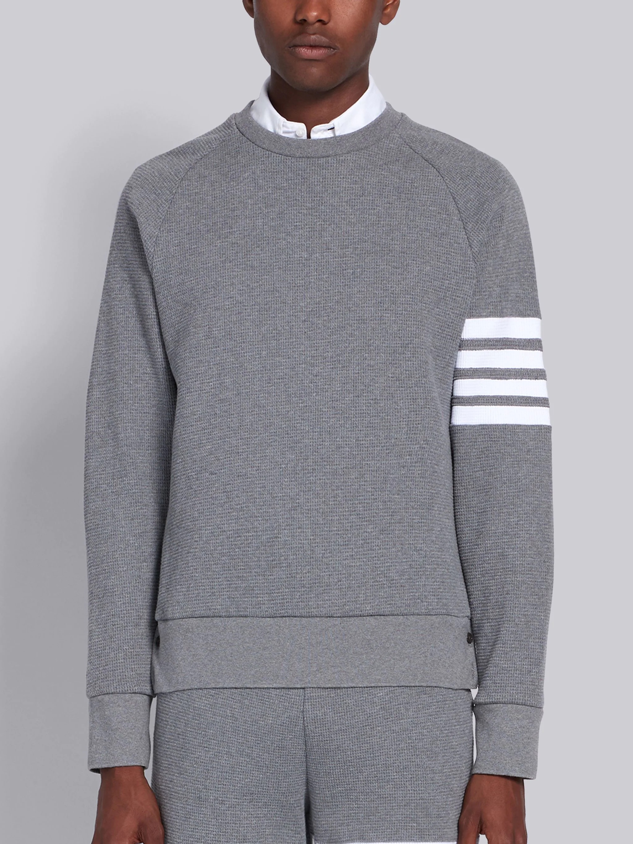 Medium Grey Raglan Sleeve 4-Bar Sweatshirt - 1