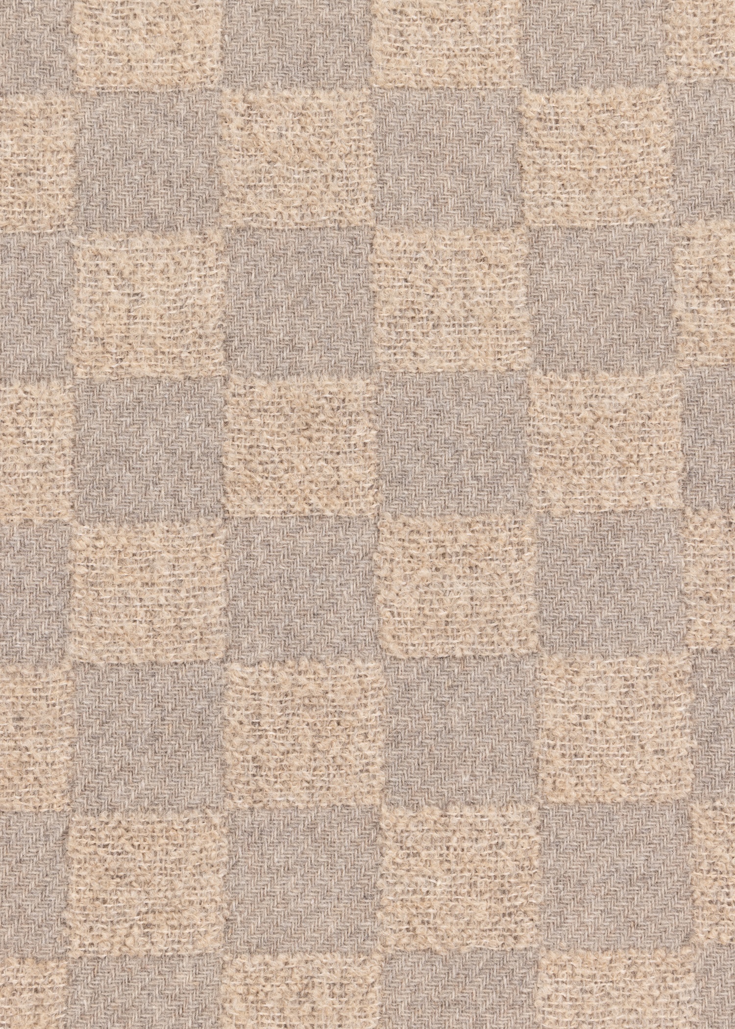 Brown Wool-Blend 'Checkerboard' Scarf - 4