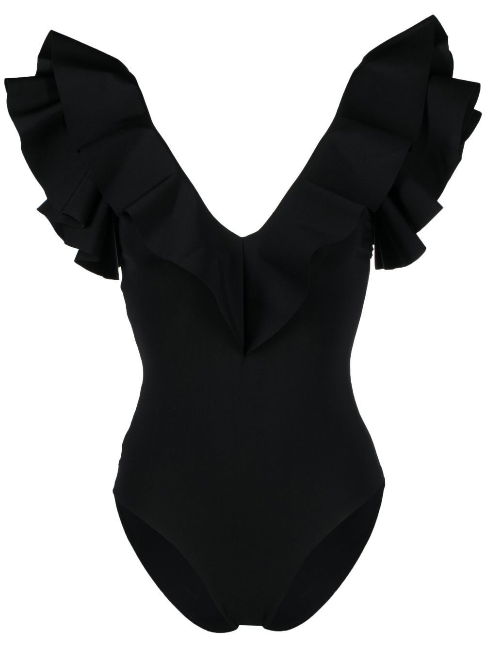 ruffle-trim detail swimsuit - 1