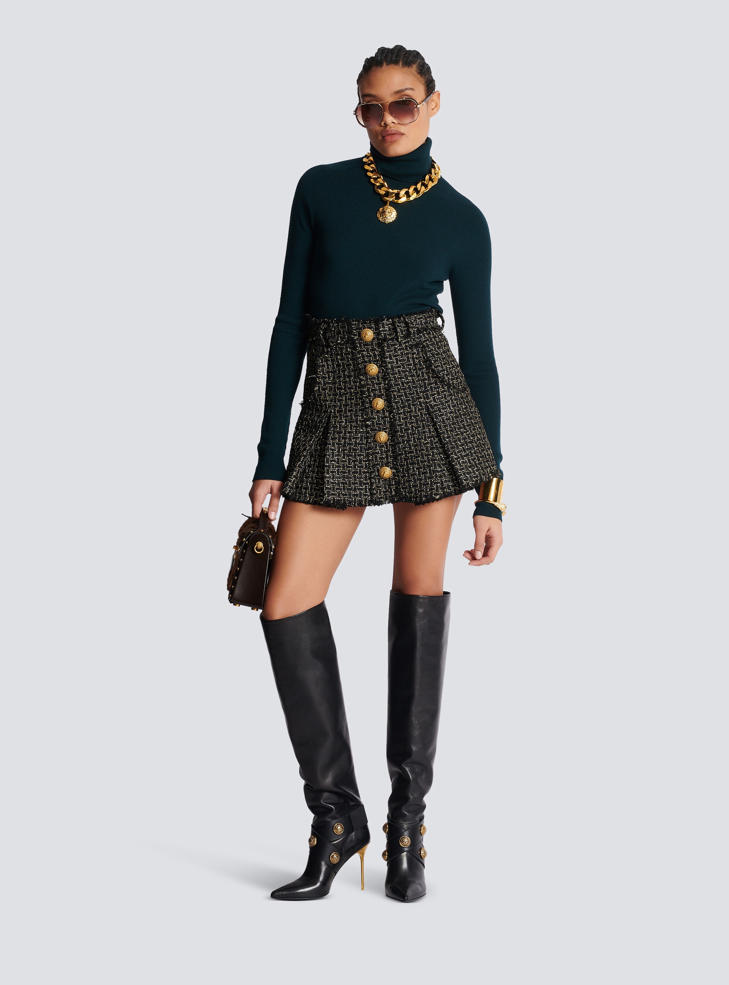 Lurex tweed pleated skirt - 2