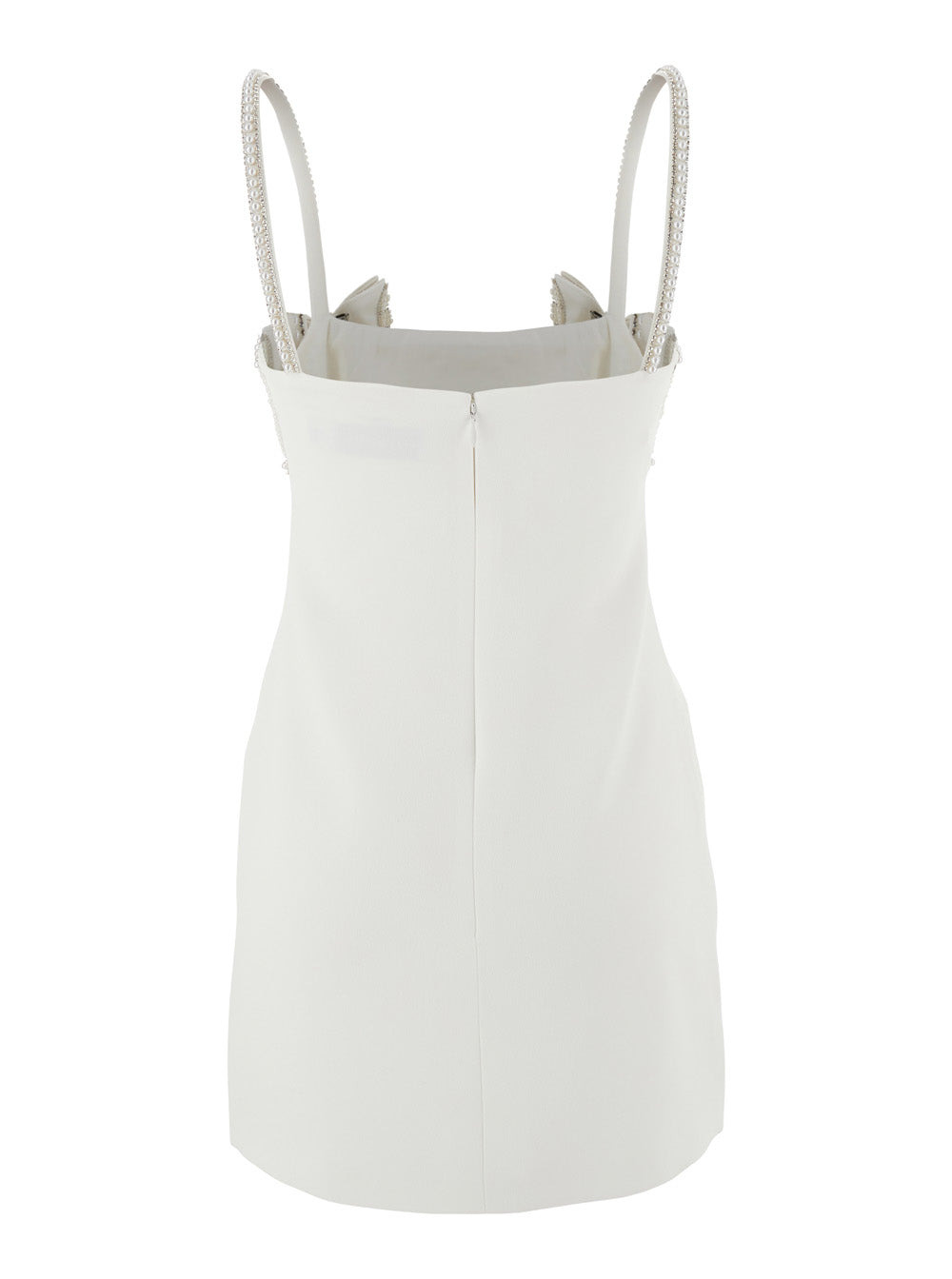 Self-Portrait Women White Dress With Applied Rhinestones On The Front And Cut-Out Detail In Tech Fab - 2