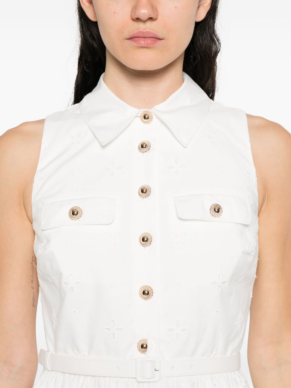 embroidered belted dress - 5