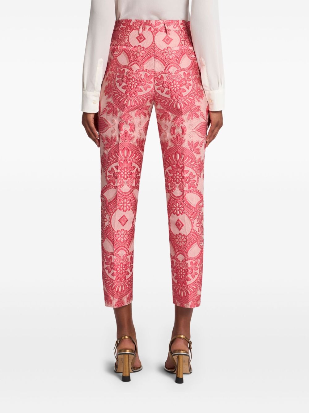 paisley-jacquard cigarette trousers - 4