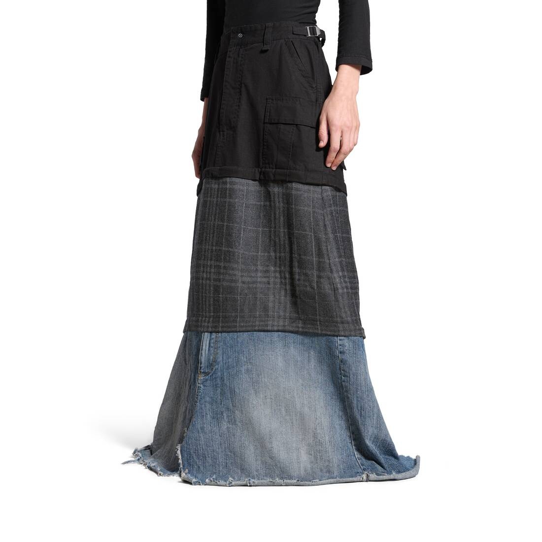 Women's Maxi Layered Cargo Skirt in Multicolored - 5
