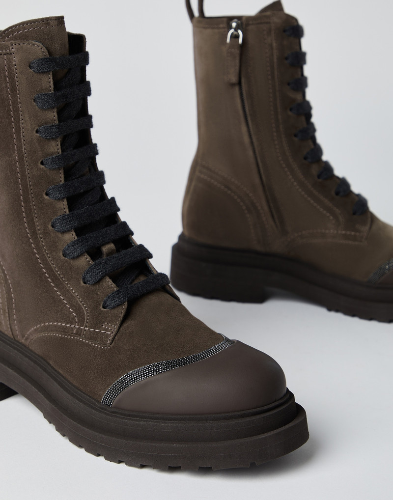 Suede and calfskin boots with monili 4