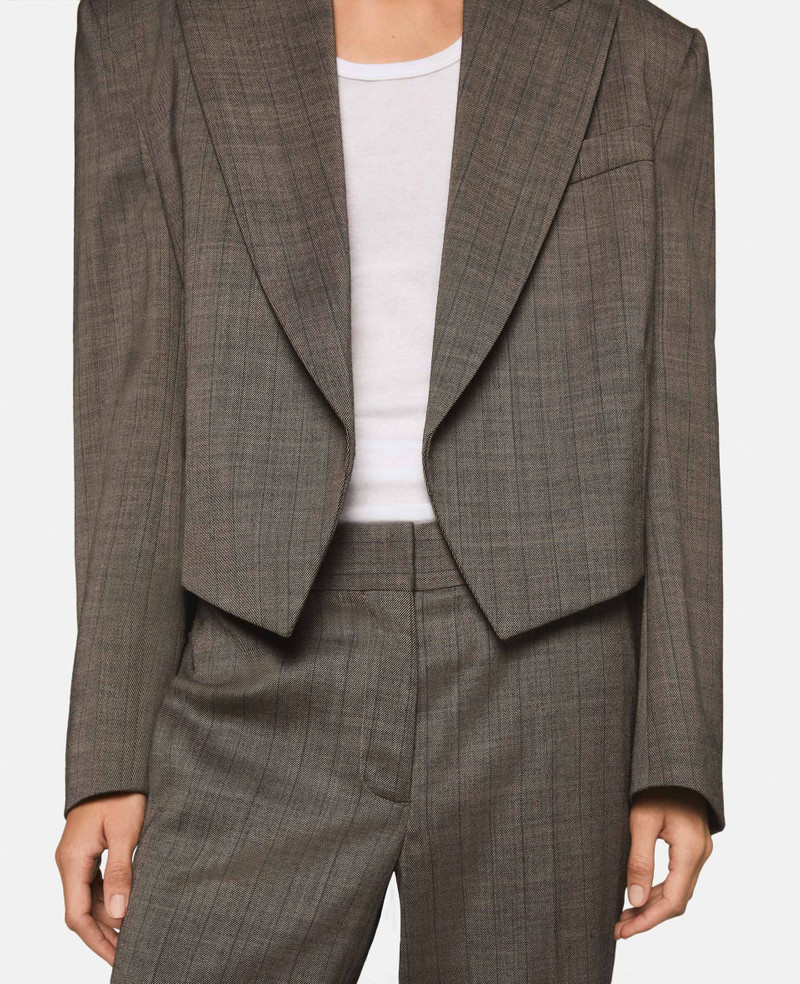 Cropped Checked Wool Blazer 7