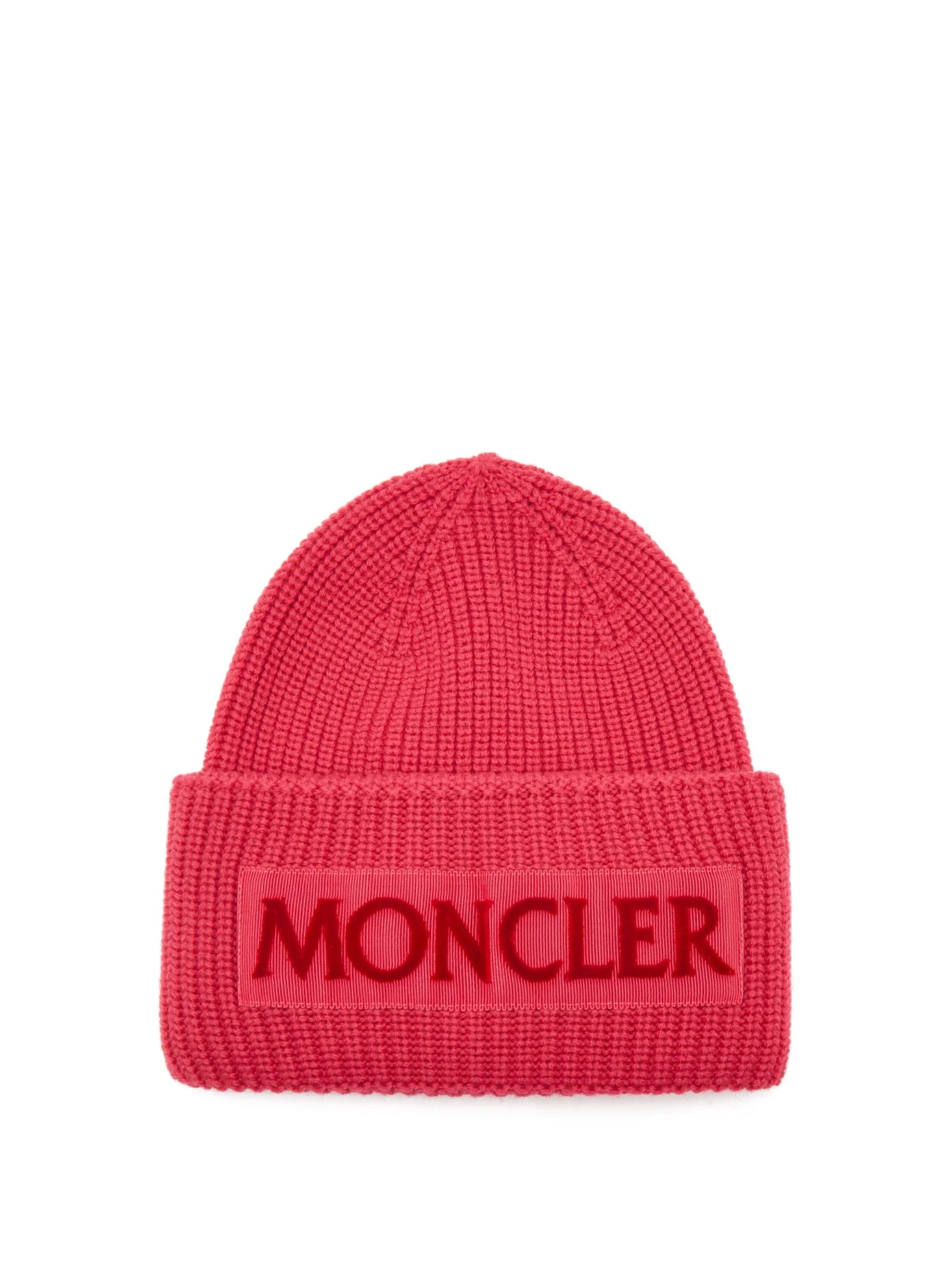 Velvet-logo wool beanie hat - 1