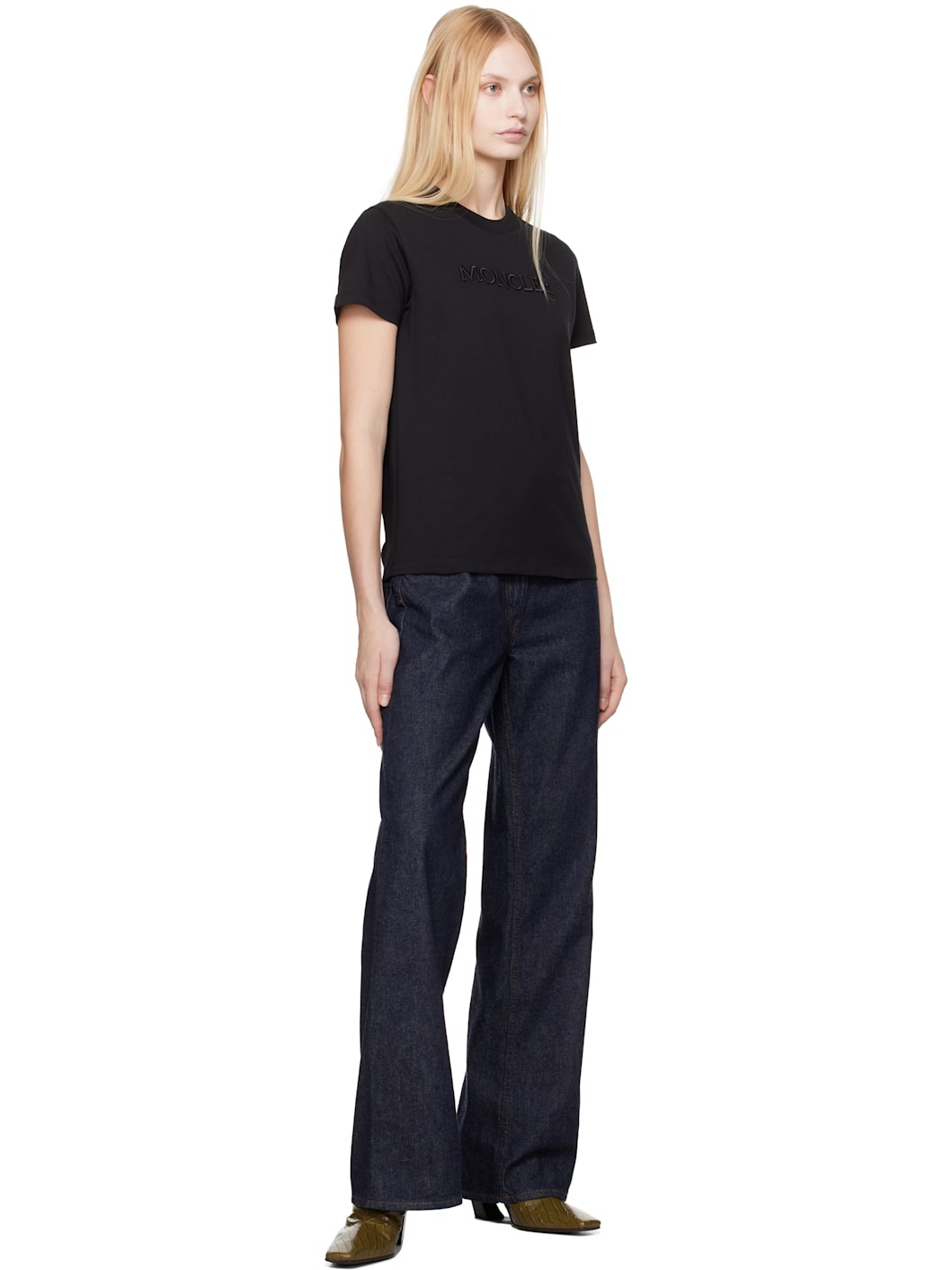Black Embroidered Tonal Logo T-shirt - 5
