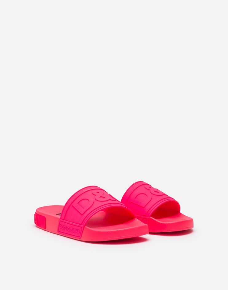 Fluorescent rubber beachwear sliders with D&G logo - 2