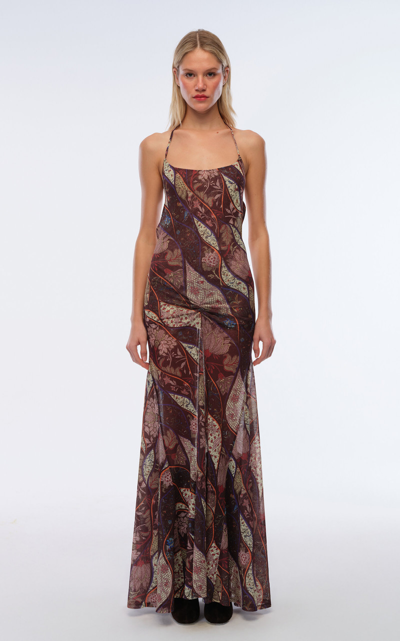 SIEDRÉS Nensi Printed Mesh Maxi Slip Dress multi outlook