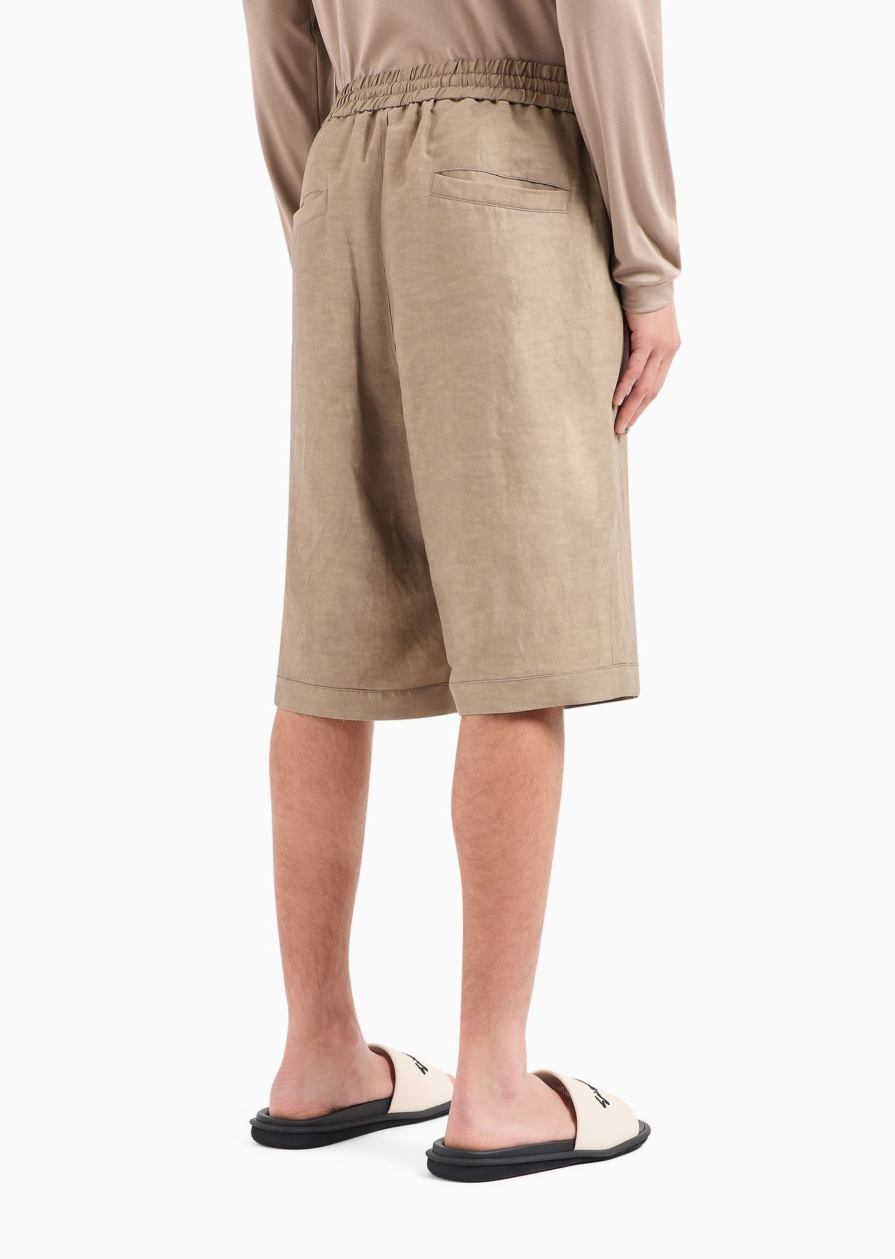 Viscose and linen canvas Bermuda shorts - 3