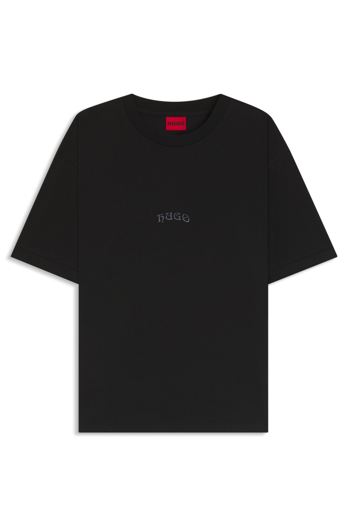 COTTON JERSEY T-SHIRT WITH CURVED EMBROIDERED LOGO - 1
