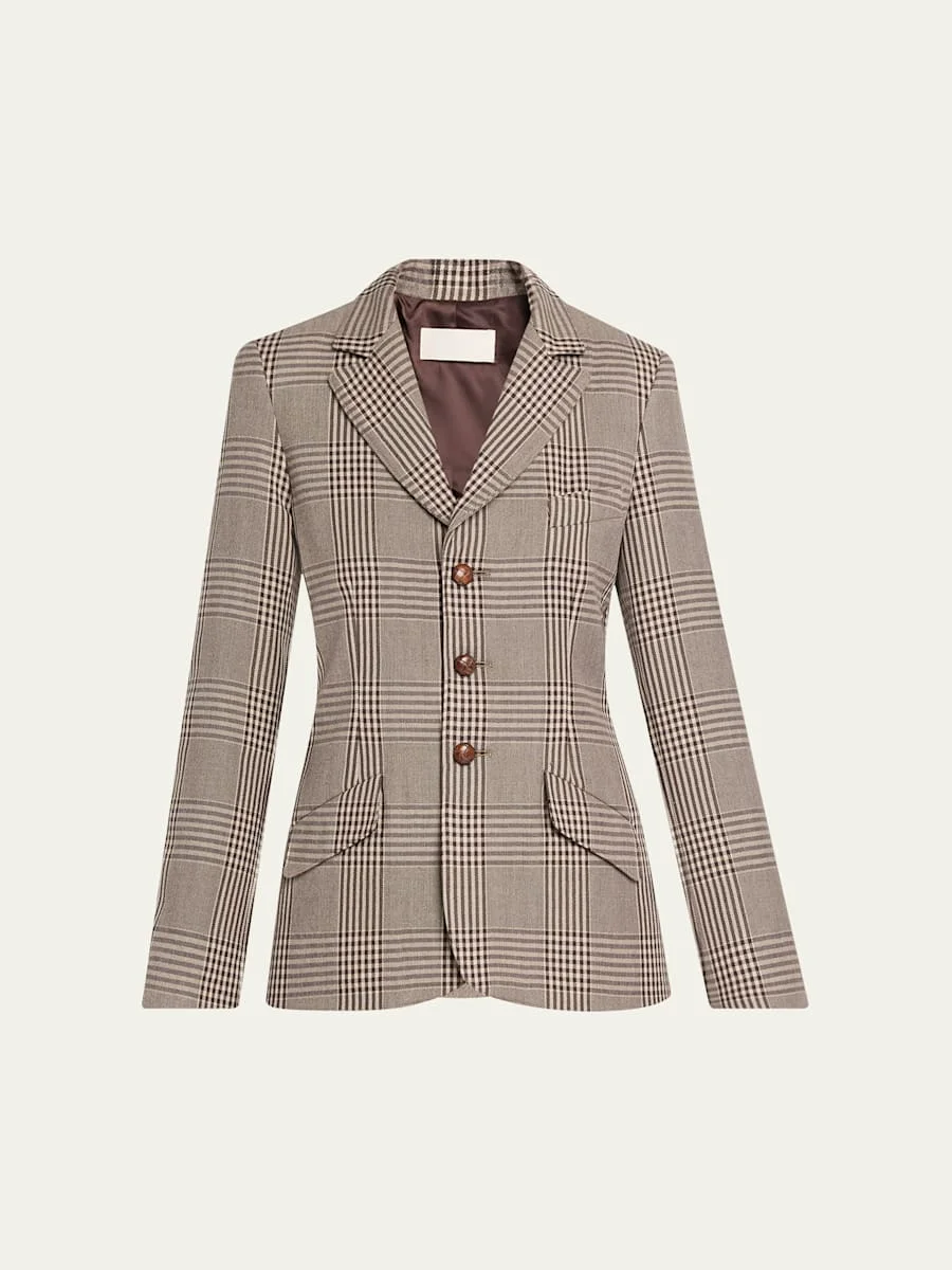 Plaid Double-Face Wool Blazer - 1