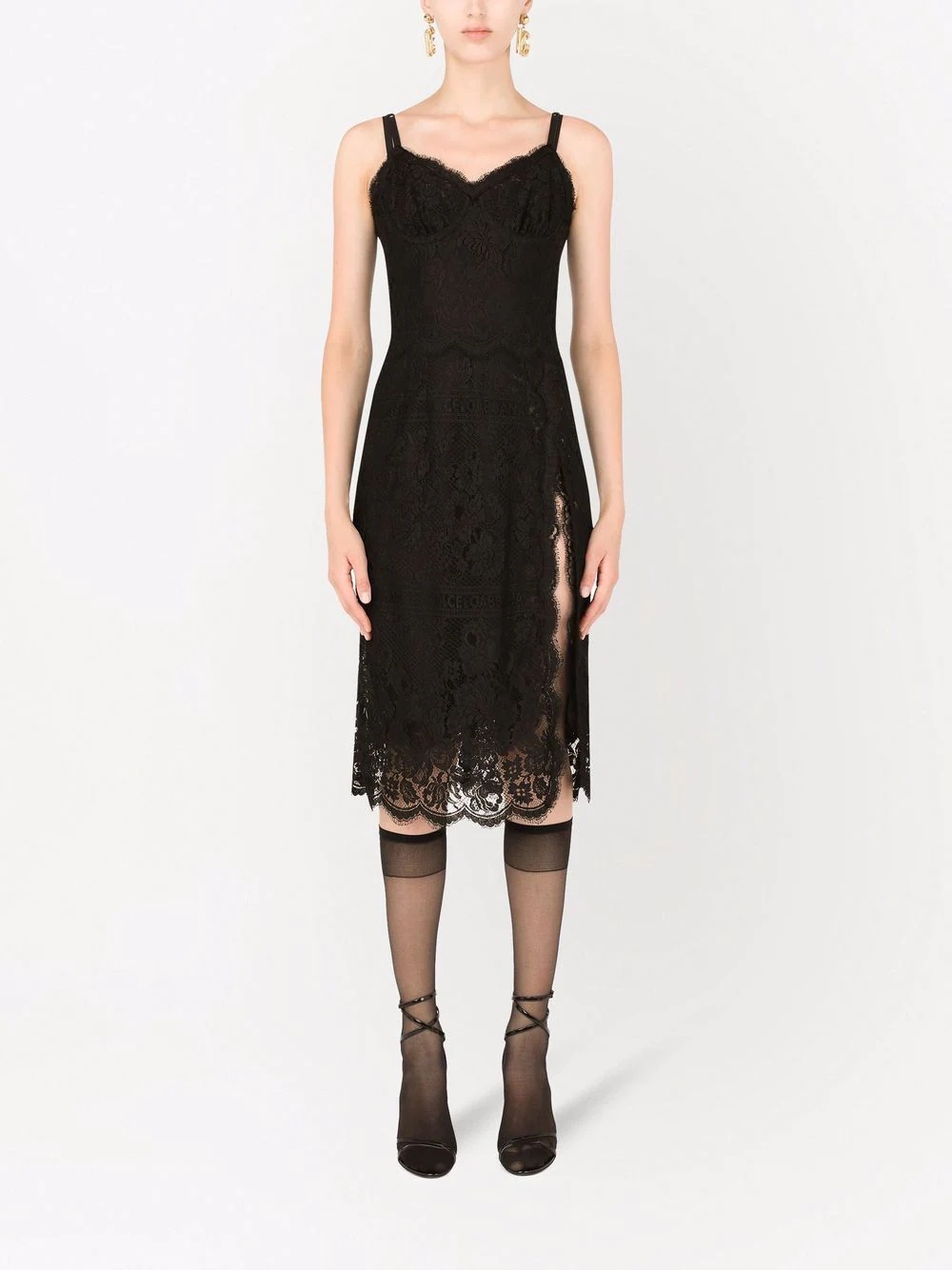 bustier-style lace dress - 3