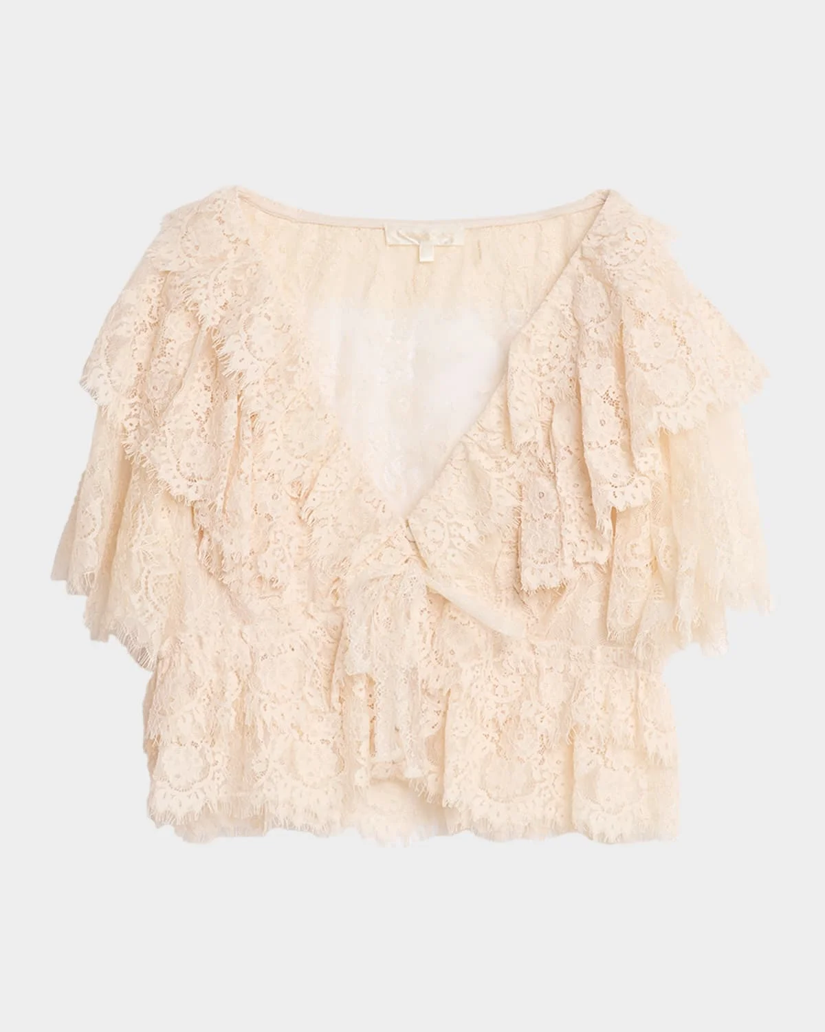Caper Lace Ruffle Crop Top - 1