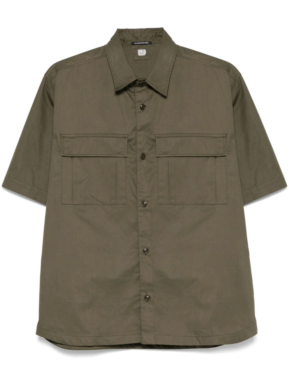 logo-patch cotton shirt - 1