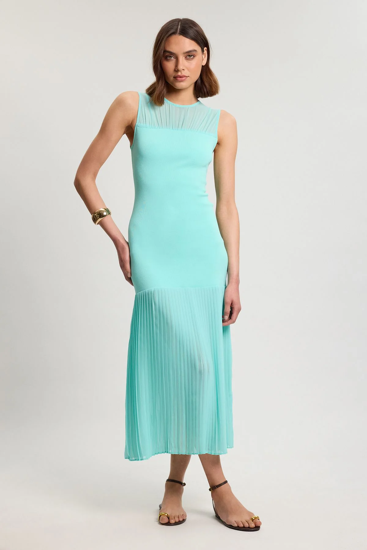 Figure Form Woven Bandage Mix Dress - 1
