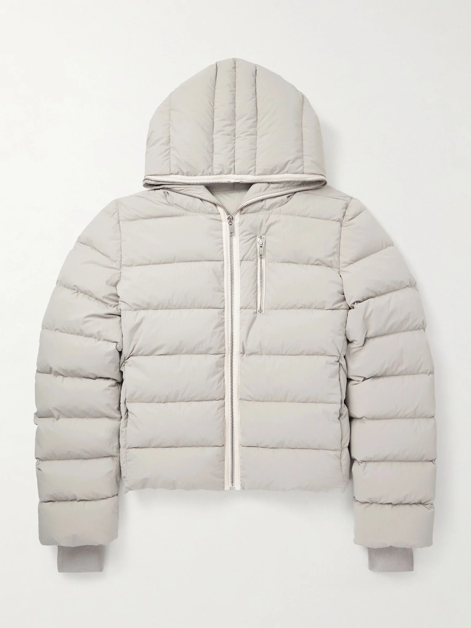 Quilted Shell Hooded Down Jacket Light gray - 1