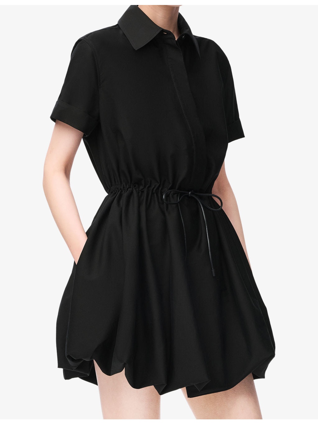 Short-Sleeve Collared Cotton-Silk Mini Dress - 3