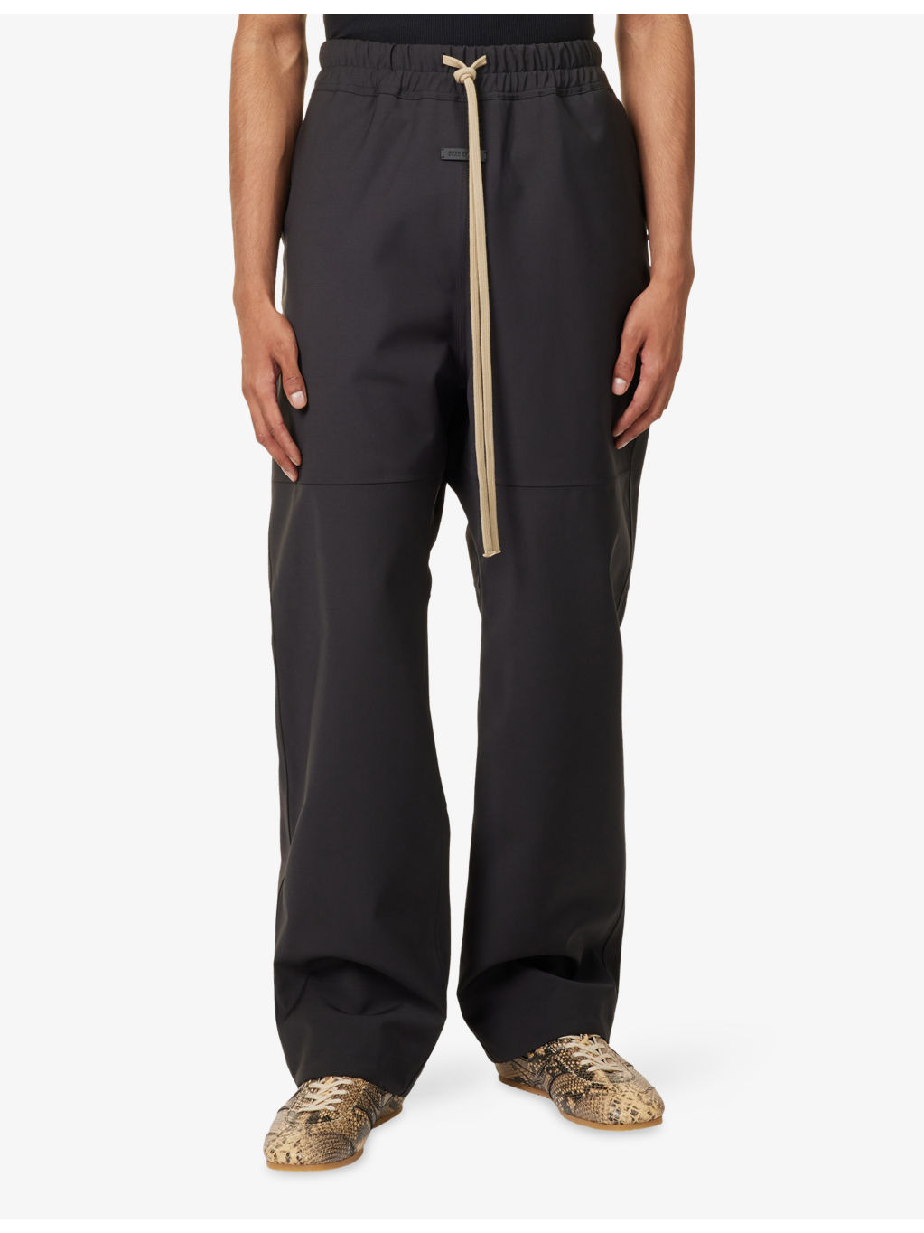 Split Knee Drawstring Woven Trousers - 3