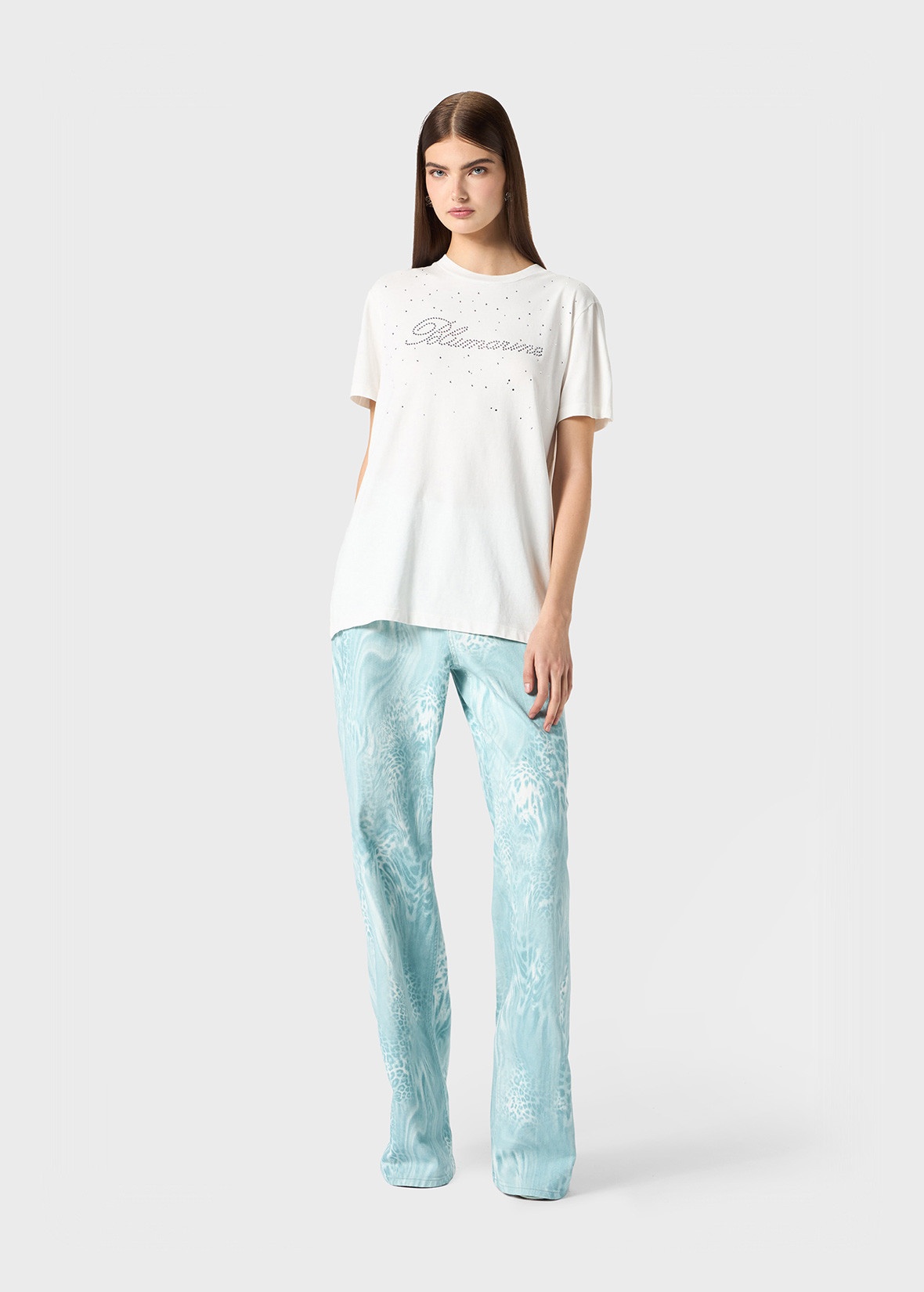 JERSEY T-SHIRT WITH GLASS RHINESTONE LOGO - 2