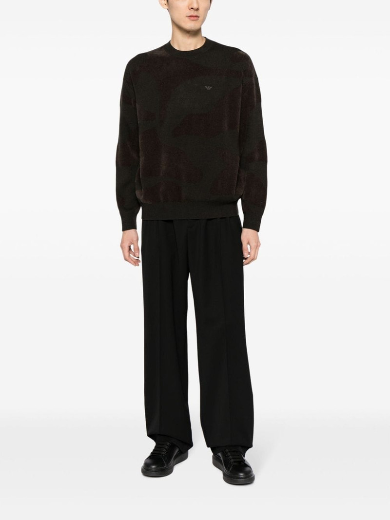 EMPORIO ARMANI logo-embroidered camouflage-pattern jumper outlook