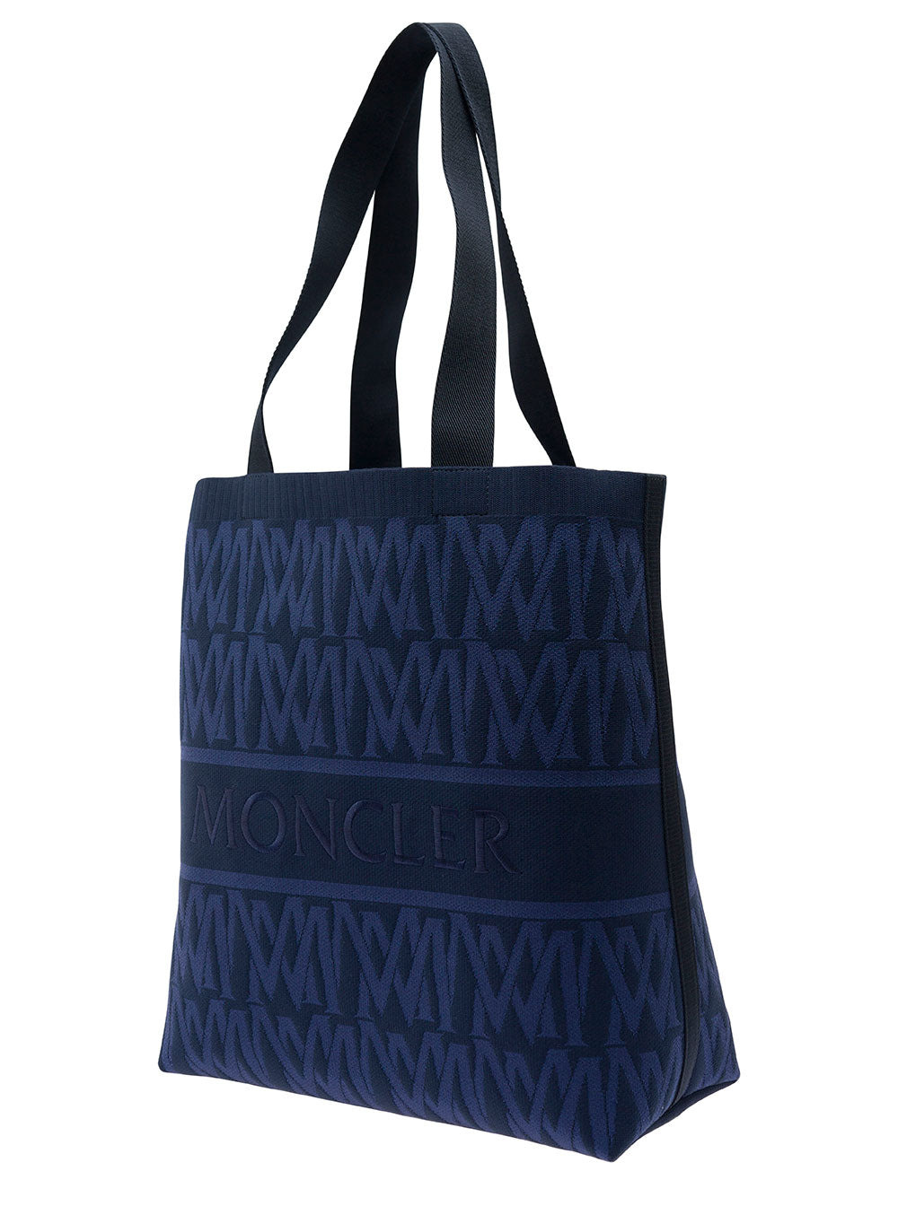 Moncler Men Blue Tote Bag With All-Over Monogram In Nylon Blend Knit Man - 2