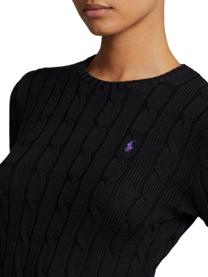 Women's Julianna Cable-Knit Pima Cotton Sweater - Polo Black 6