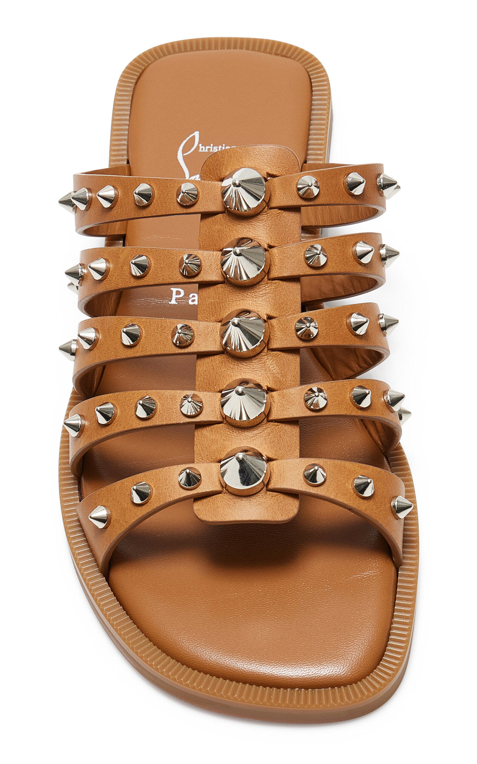 Charja Studded Leather Sandals tan - 2