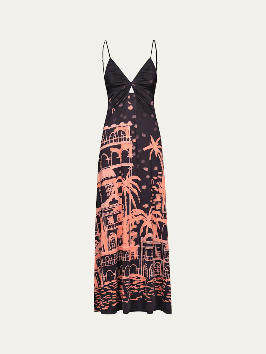 Nuestra Tierra Landscape-Print Jersey Sleeveless Maxi Dress - 1
