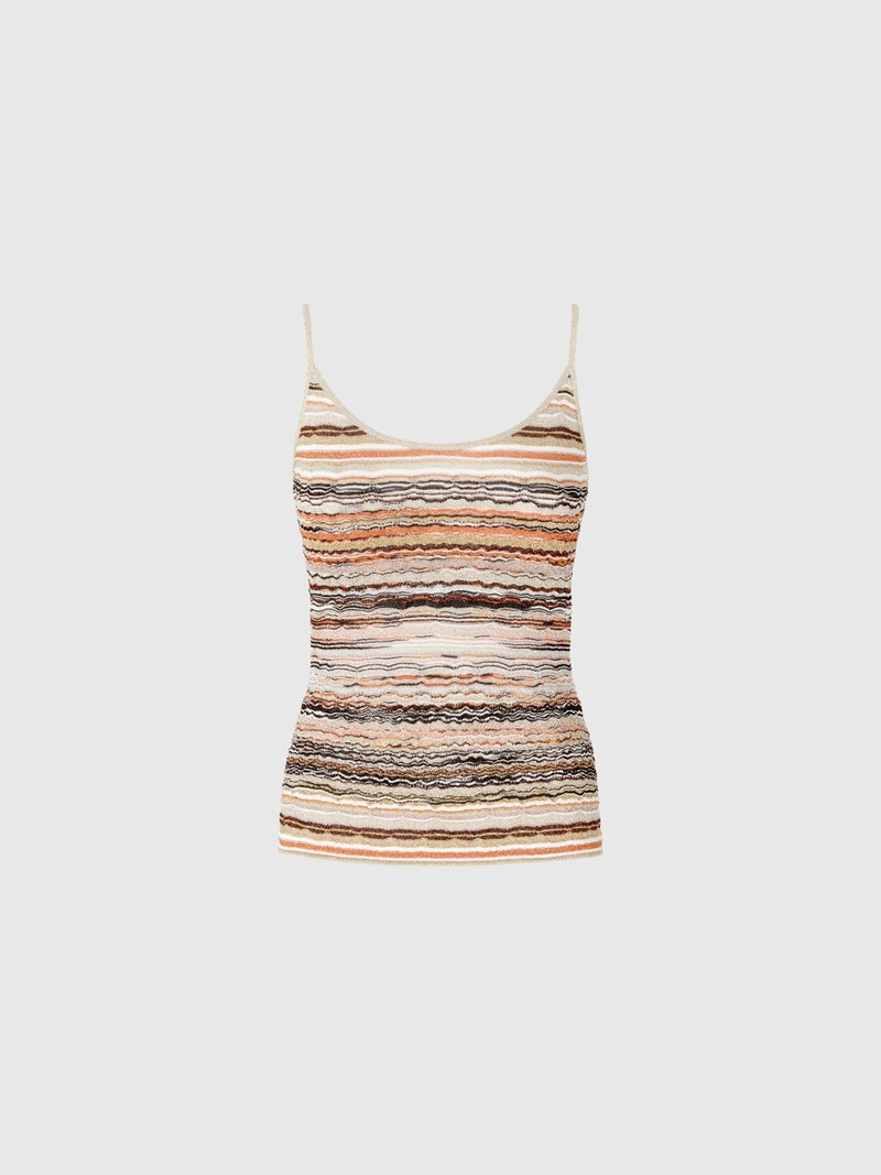 Tank top in embossed viscose with lamé wave pattern 1