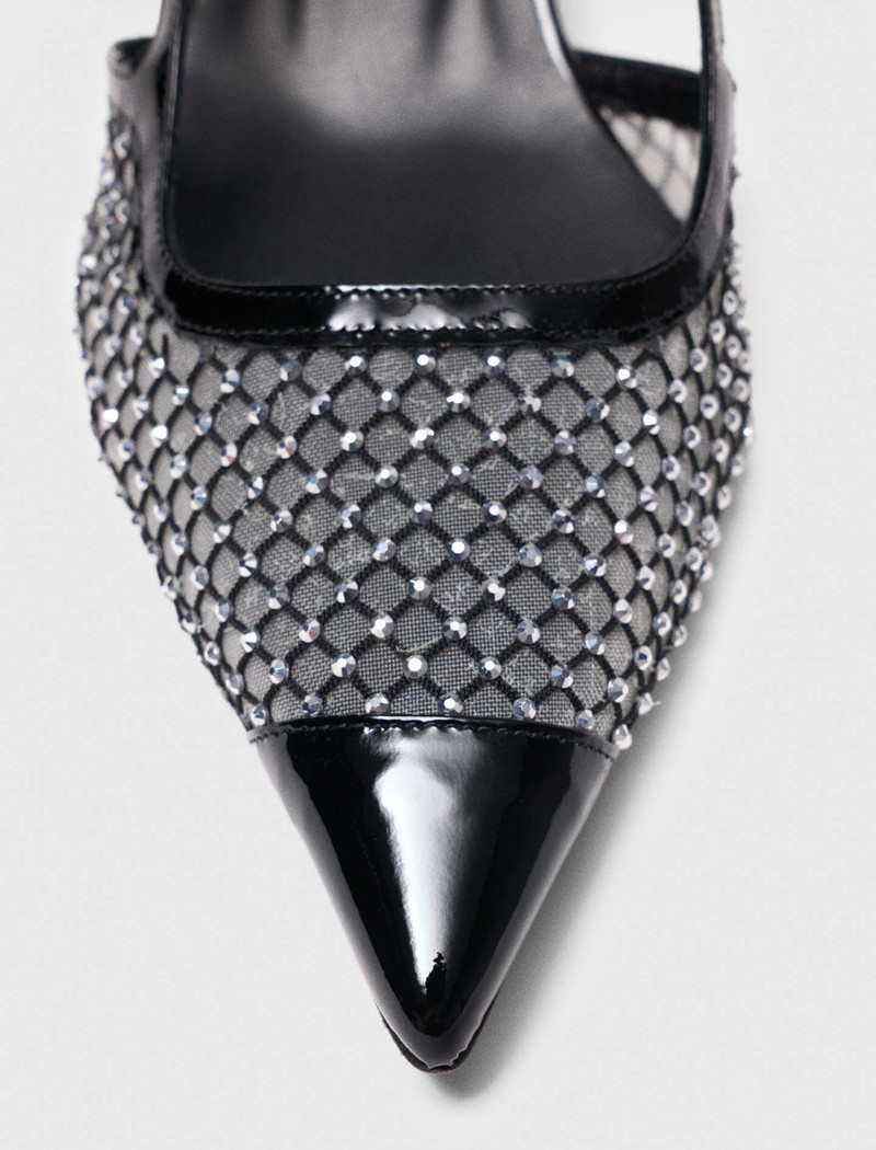 Rhinestone mesh pumps 5