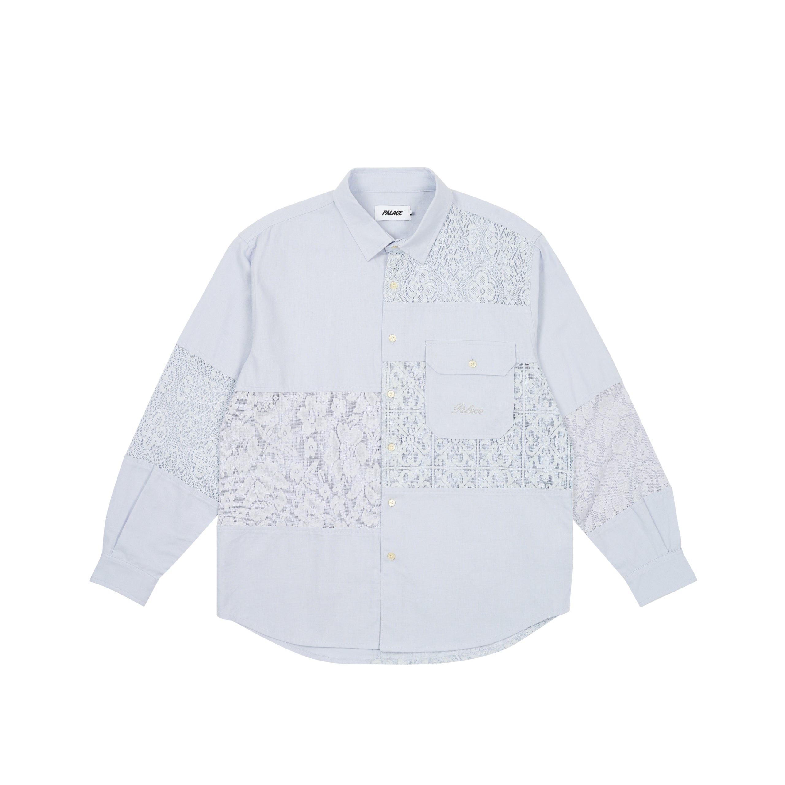 CROCHET PATCHWORK SHIRT BLUE - 1