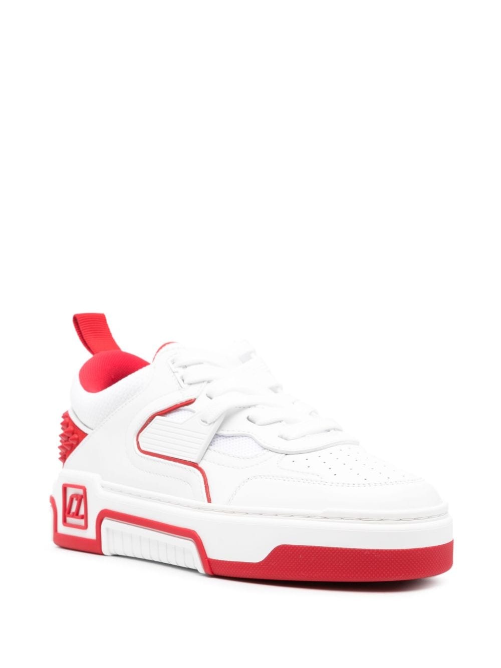 spike stud panel leather sneakers - 2