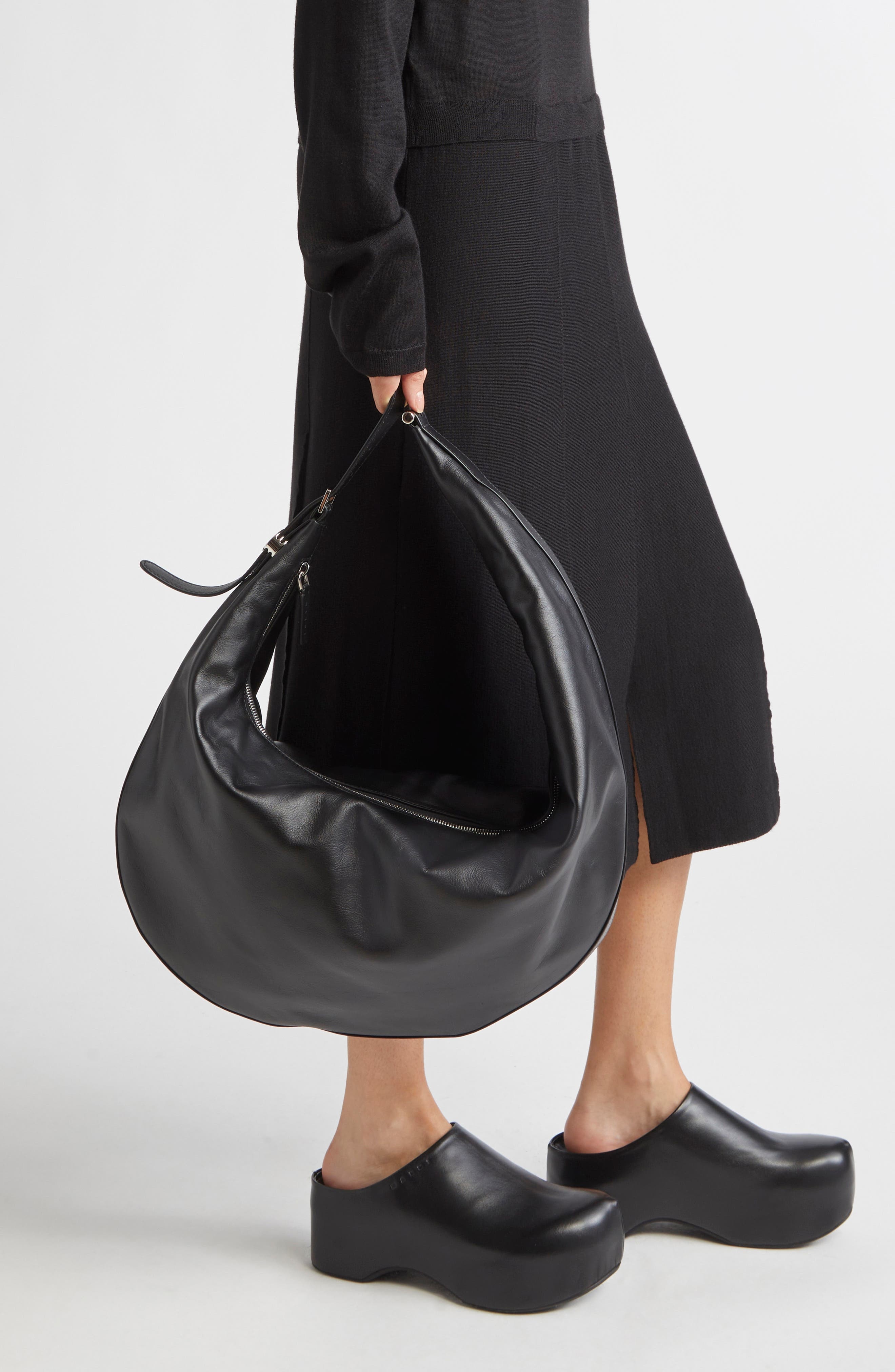 Marni Medium Dot Leather Hobo Bag in 001 - 3