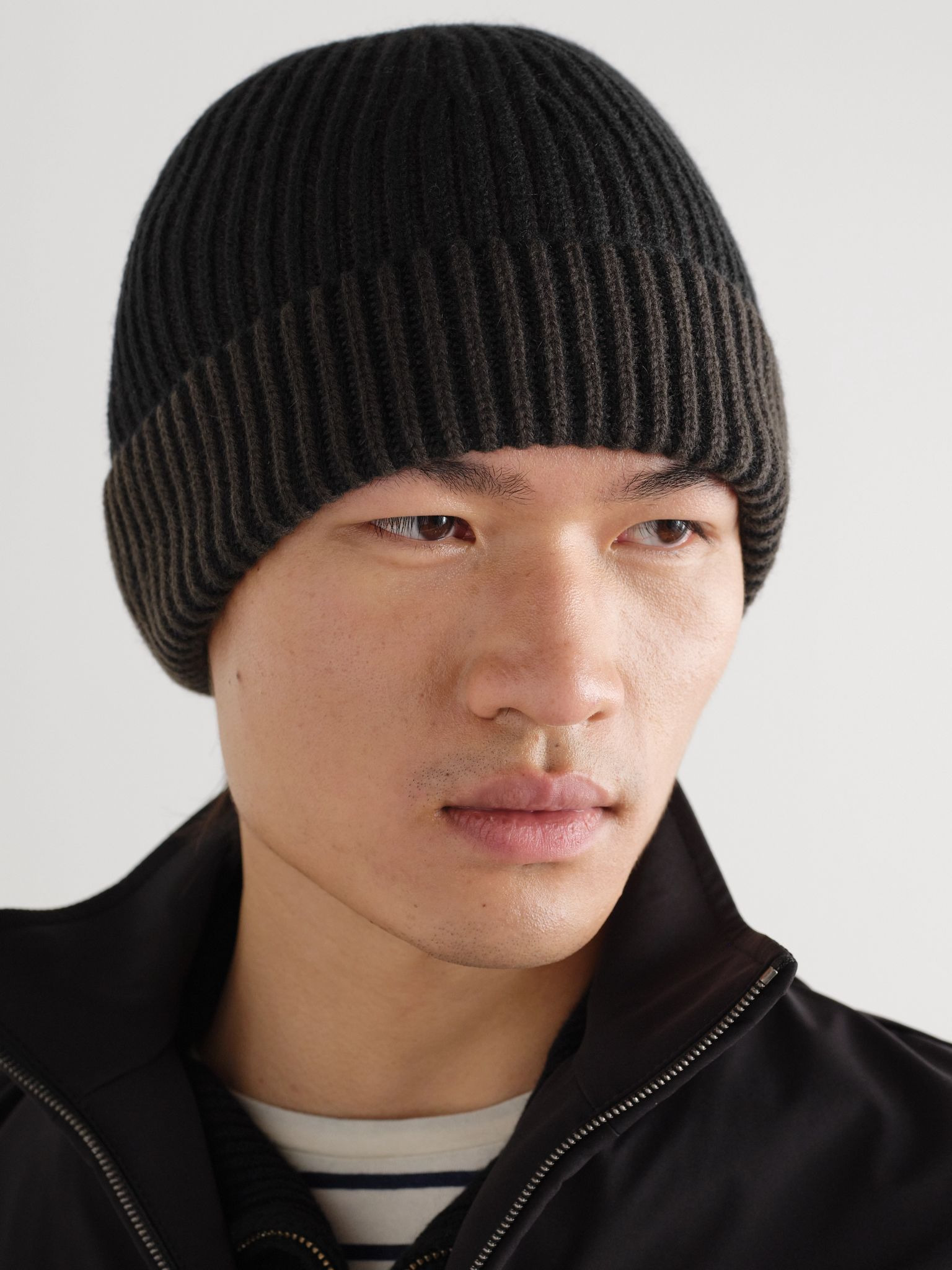 Ribbed Oasi Cashmere Beanie Black - 2