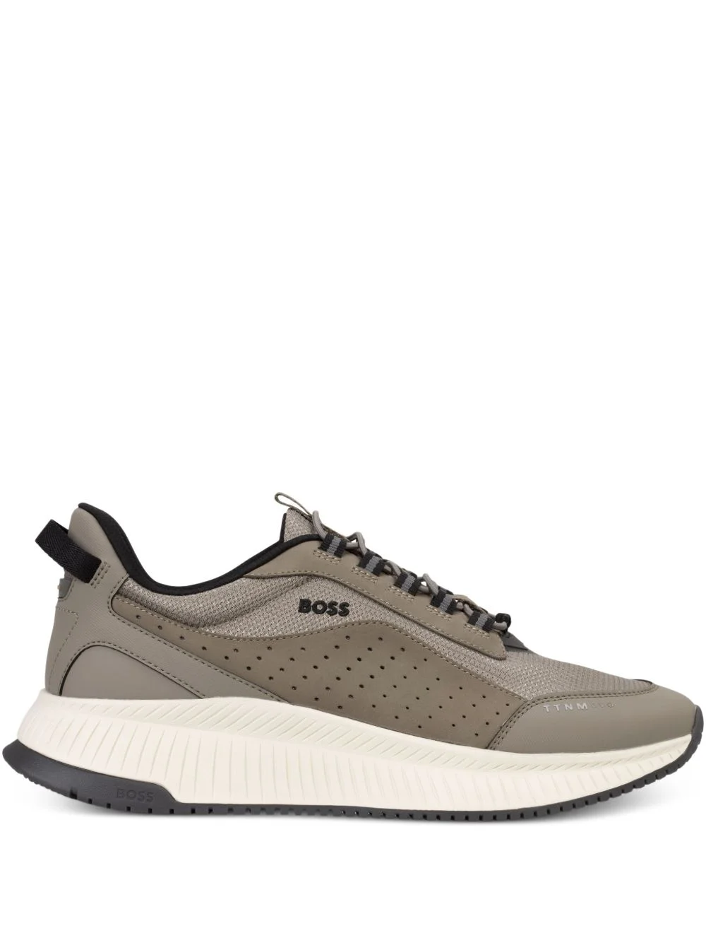 perforated lace-up sneakers - 1