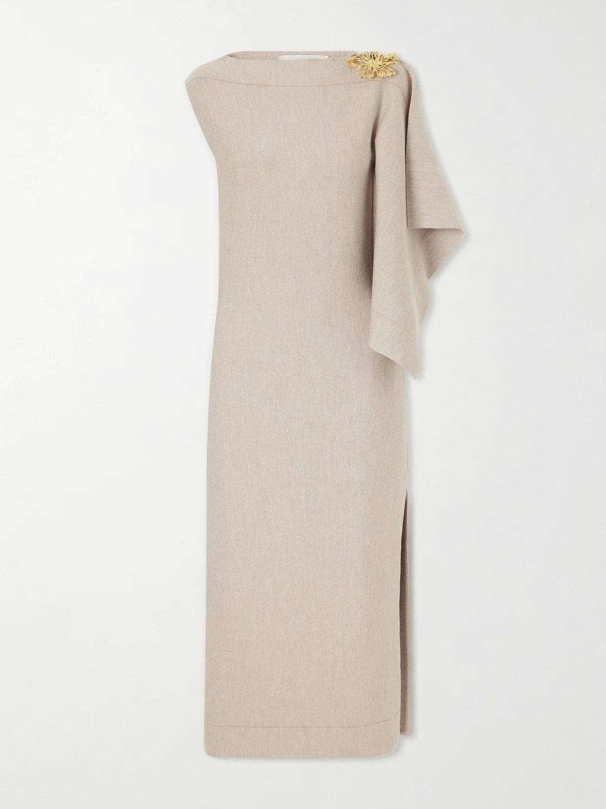 Draped Wool-blend Knitted Midi Dress - 1
