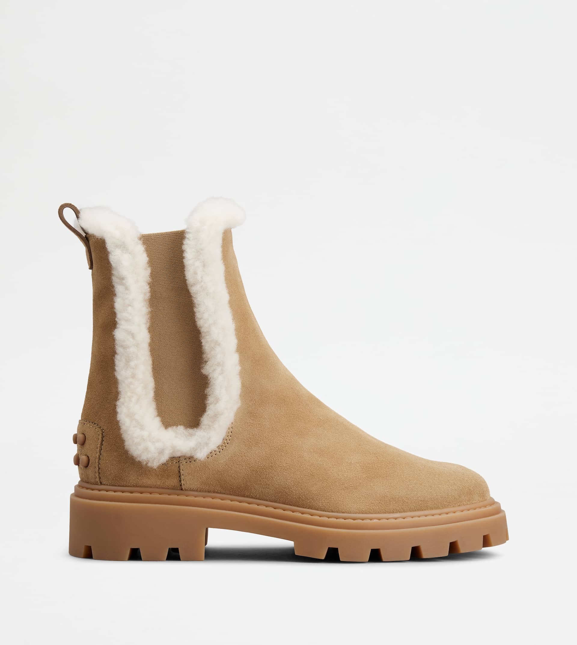 TOD'S CHELSEA BOOTS IN SUEDE AND SHEEPSKIN - BROWN - 1
