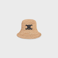 CELINE triomphe bucket hat in raffia | celine | REVERSIBLE