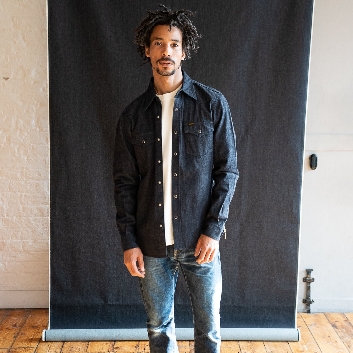IHSH-350-IND 10oz Selvedge Denim Western Shirt - Indigo - 4