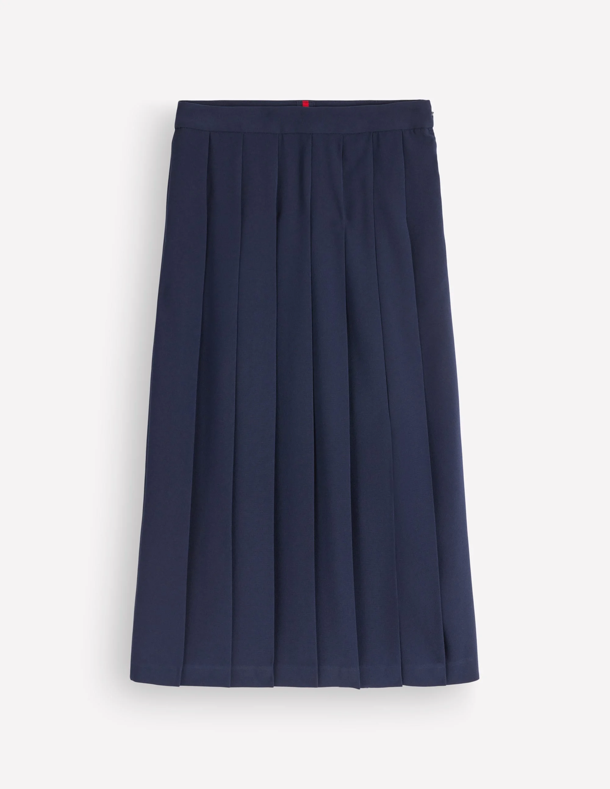 Pleat Side Split Midi Skirt-Navy - 1