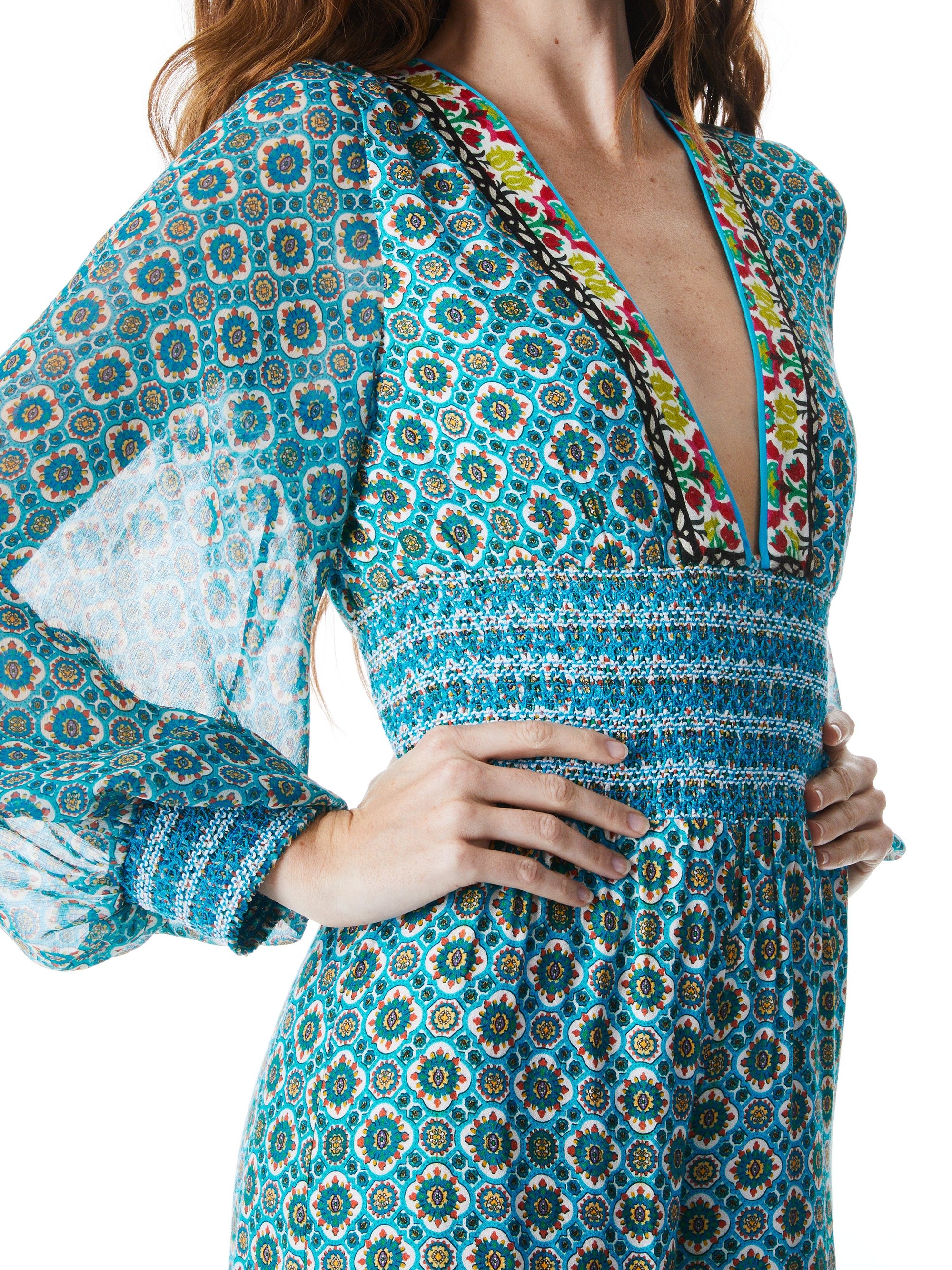 REBA SMOCKED WAIST WIDE LEG JUMPSUIT - 5